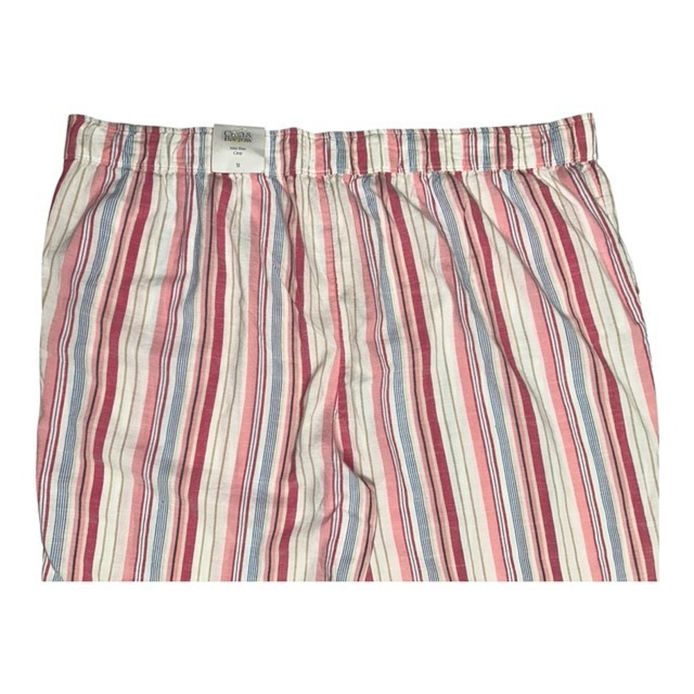 Croft & Barrow Crop Pants Plus 3X Pink Striped Wide Leg Straight Mid-Rise Pocket - Picture 6 of 6
